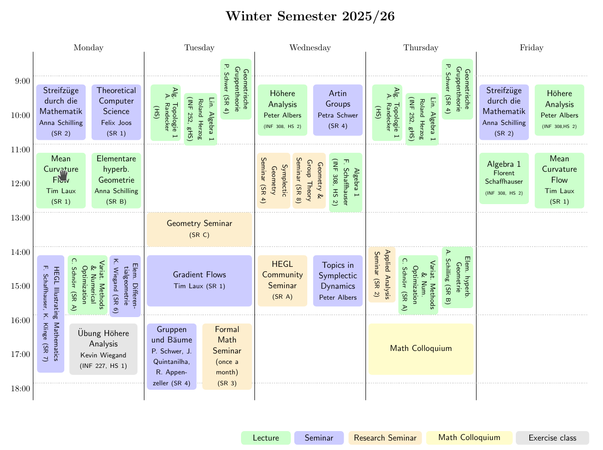 Schedule winter semester 2025/26
